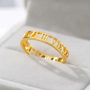 Creative new Roman numerals hollow titanium steel ring